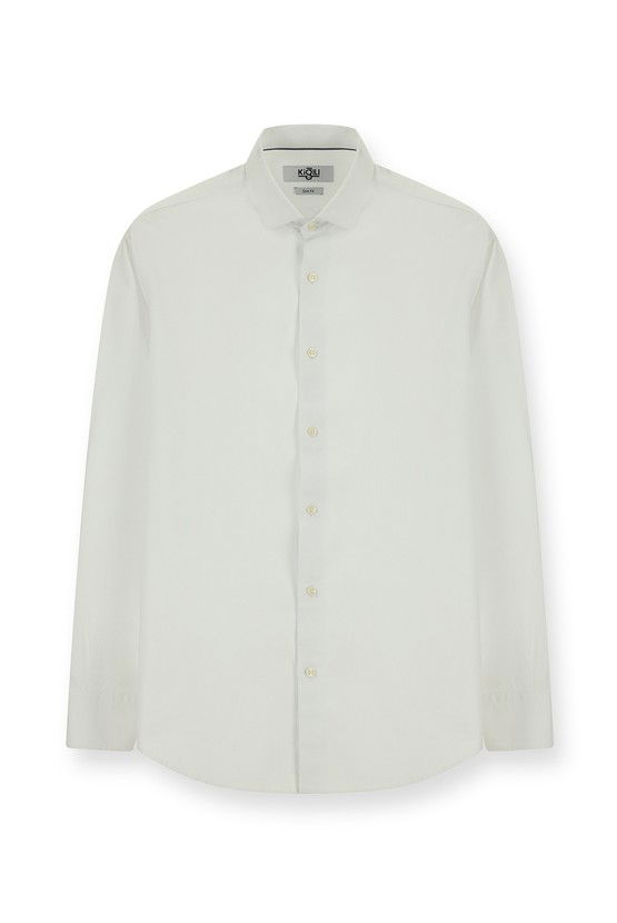 Erkek Giyim - Uzun Kol Slim Fit Dar Kesim Non Iron Desenli Klasik Pamuk Gömlek