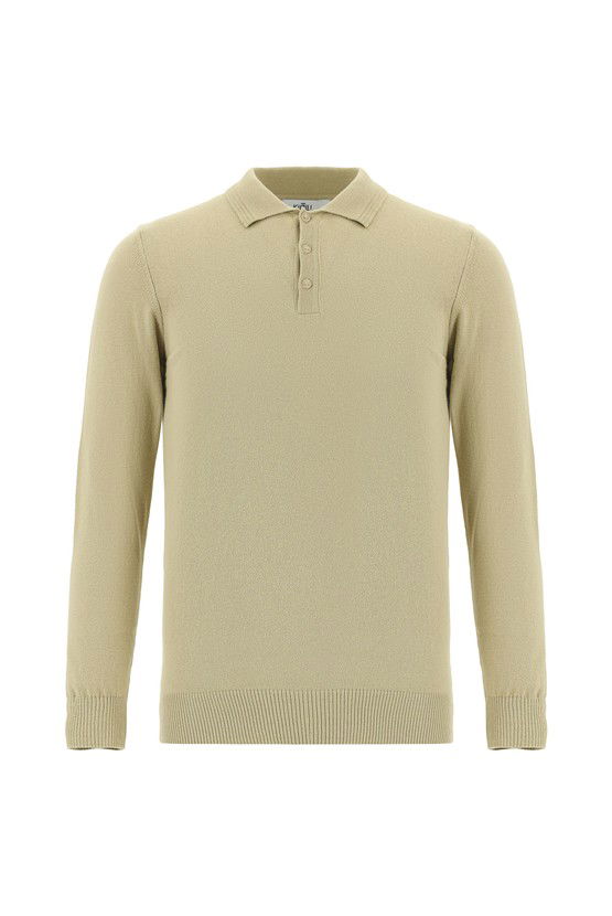 Erkek Giyim - Polo Yaka Regular Fit Pamuklu Kaşmirli Triko Kazak
