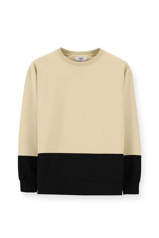 Erkek Giyim - Bisiklet Yaka Oversize Desenli Pamuklu Sweatshirt