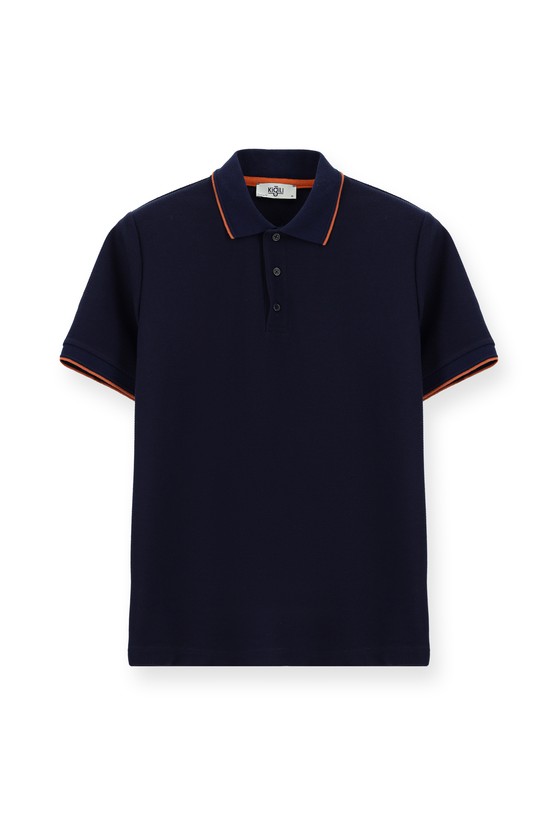 Erkek Giyim - Regular Fit Desenli Likralı Polo Yaka Tişört