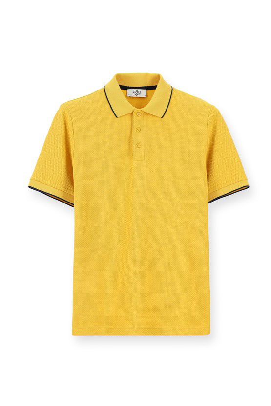 Erkek Giyim - Regular Fit Desenli Likralı Polo Yaka Tişört
