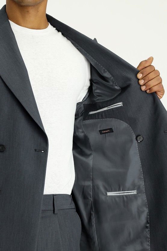 Erkek Giyim - Oversize Ekstra Rahat Kalıp Kruvaze Takım Elbise