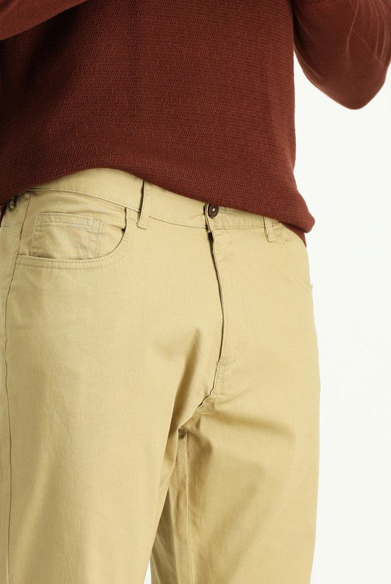 Erkek Giyim - Regular Fit Likralı Kanvas / Chino Pantolon