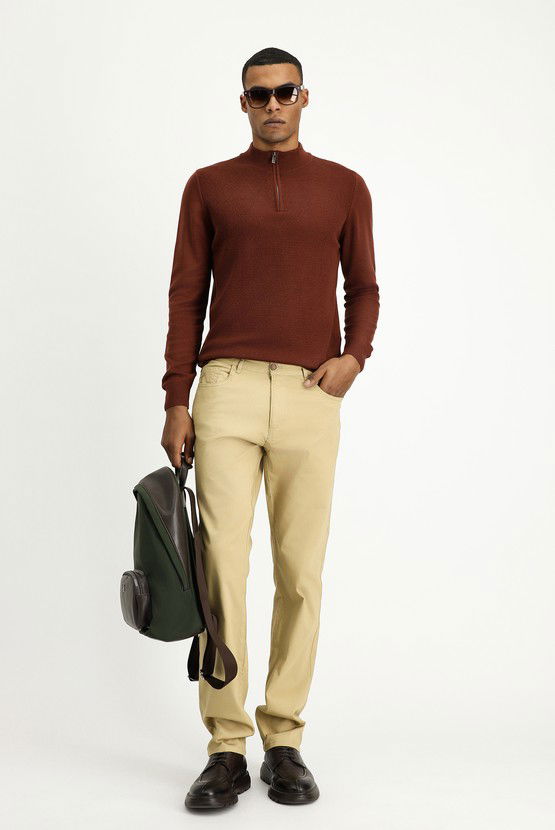 Erkek Giyim - Regular Fit Likralı Kanvas / Chino Pantolon