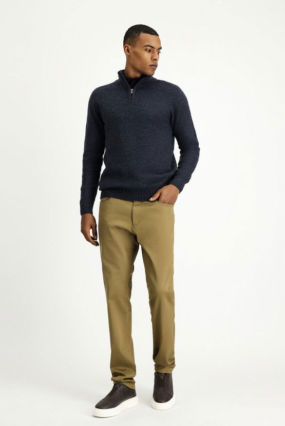 Erkek Giyim - Slim Fit Dar Kesim Likralı Kanvas / Chino Pantolon
