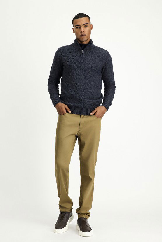 Erkek Giyim - Slim Fit Dar Kesim Likralı Kanvas / Chino Pantolon