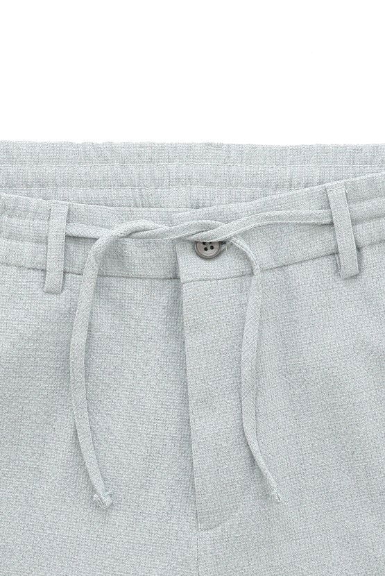 Erkek Giyim - Slim Fit Dar Kesim Çizgili Beli Lastikli İpli Takım Elbise