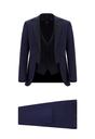  MAVİ  Slim Fit Dar Kesim Mono Yaka Yelekli Smokin & Damatlık