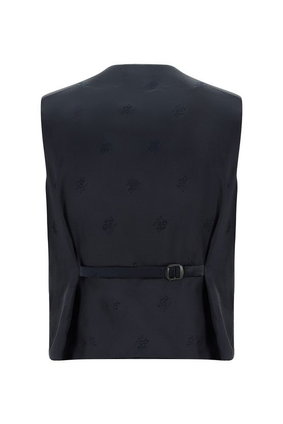 Erkek Giyim - Slim Fit Dar Kesim Mono Yaka Yelekli Smokin & Damatlık