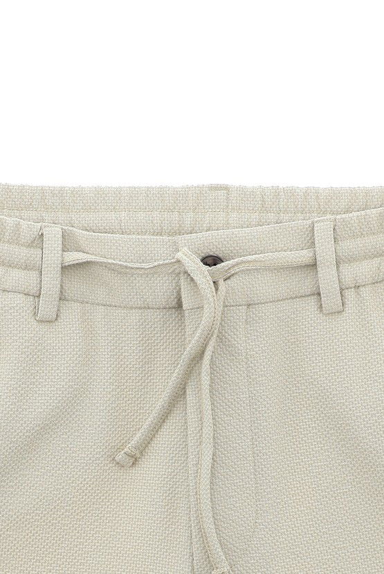 Erkek Giyim - Slim Fit Dar Kesim Çizgili Beli Lastikli İpli Takım Elbise