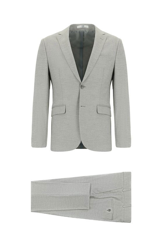 Erkek Giyim - Super Slim Fit Ekstra Dar Kesim Desenli Klasik Takım Elbise