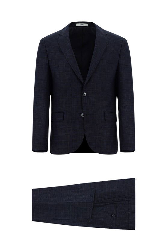 Erkek Giyim - Slim Fit Dar Kesim Klasik Ekose Takım Elbise