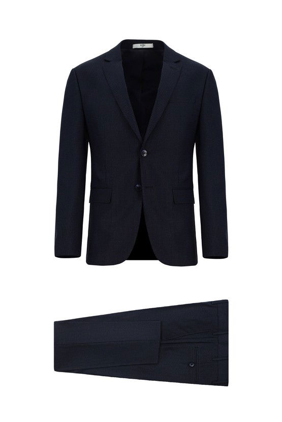 Erkek Giyim - Super Slim Fit Ekstra Dar Kesim Klasik Desenli Takım Elbise