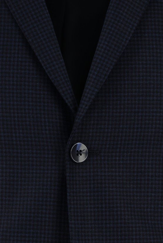 Erkek Giyim - Super Slim Fit Ekstra Dar Kesim Klasik Desenli Takım Elbise