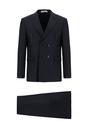  SİYAH LACİVERT  Super Slim Fit Ekstra Dar Kesim Çizgili Yünlü Kruvaze Takım Elbise