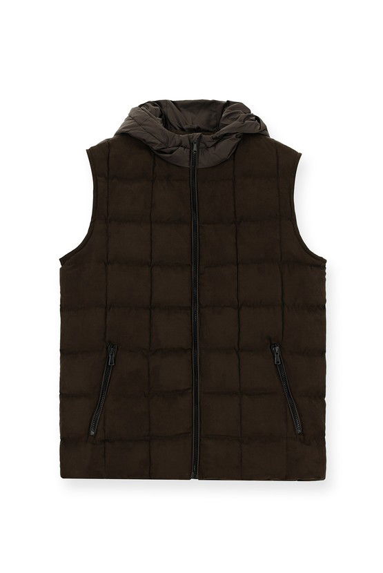 Erkek Giyim - Slim Fit Dar Kesim Kapüşonlu Spor Yelek
