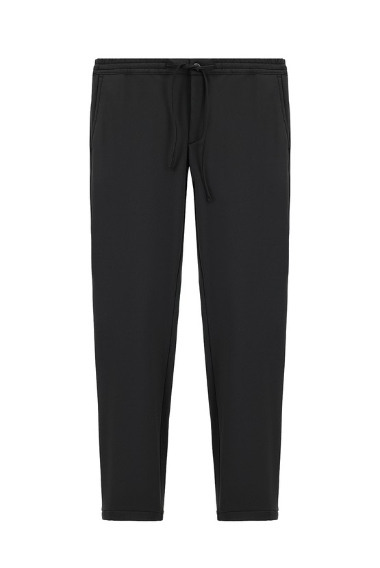 Erkek Giyim - Techno-Line Slim Fit Dar Kesim Likralı Beli Lastikli İpli Klasik Kumaş Pantolon