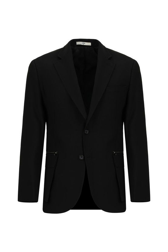 Erkek Giyim - Slim Fit Dar Kesim Klasik Fermuar Cepli Ceket