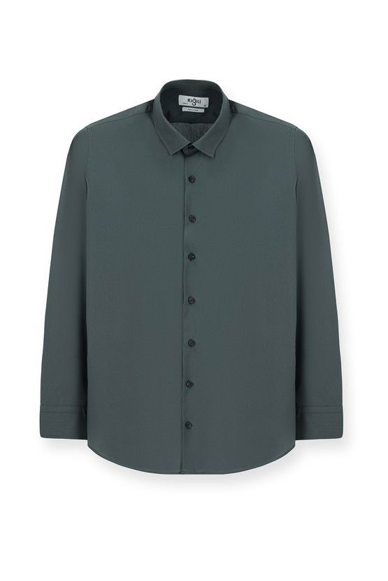 Erkek Giyim - Uzun Kol Slim Fit Dar Kesim Pamuk Klasik Gömlek