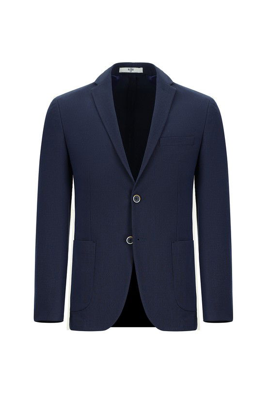 Erkek Giyim - Super Slim Fit Ekstra Dar Kesim Gofre Ceket