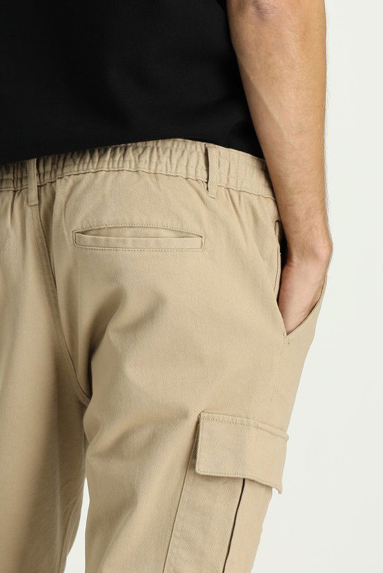 Erkek Giyim - Regular Fit Likralı Beli Lastikli Kargo Pantolon
