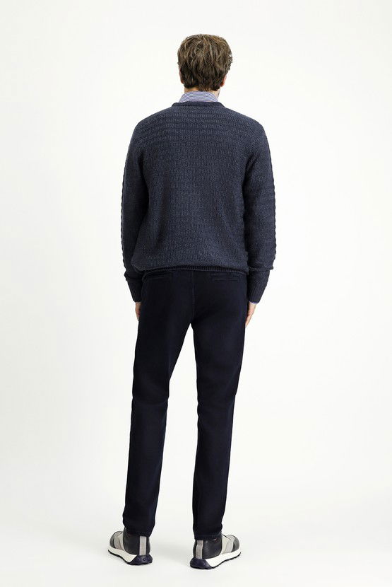 Erkek Giyim - Regular Fit Beli Lastikli İpli Likralı Denim Pantolon