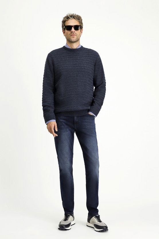 Erkek Giyim - Regular Fit Likralı Denim Pantolon