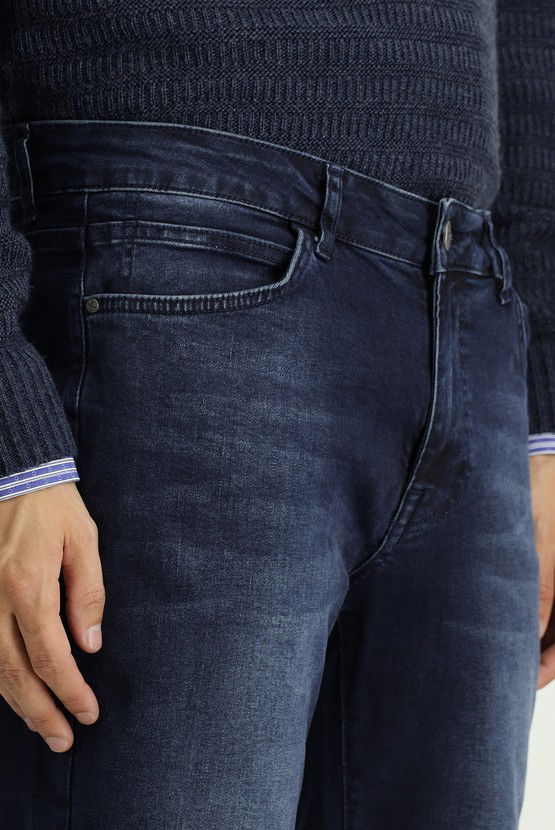 Erkek Giyim - Regular Fit Likralı Denim Pantolon
