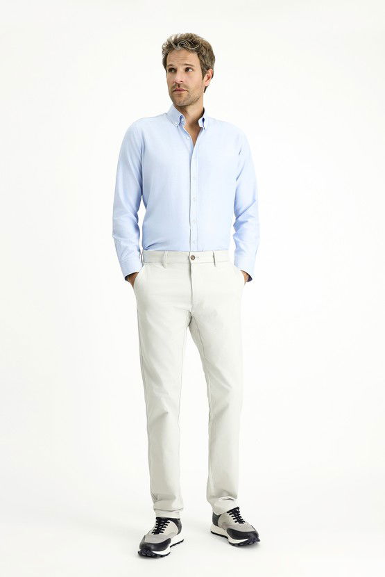 Erkek Giyim - Regular Fit Likralı Kanvas / Chino Pantolon