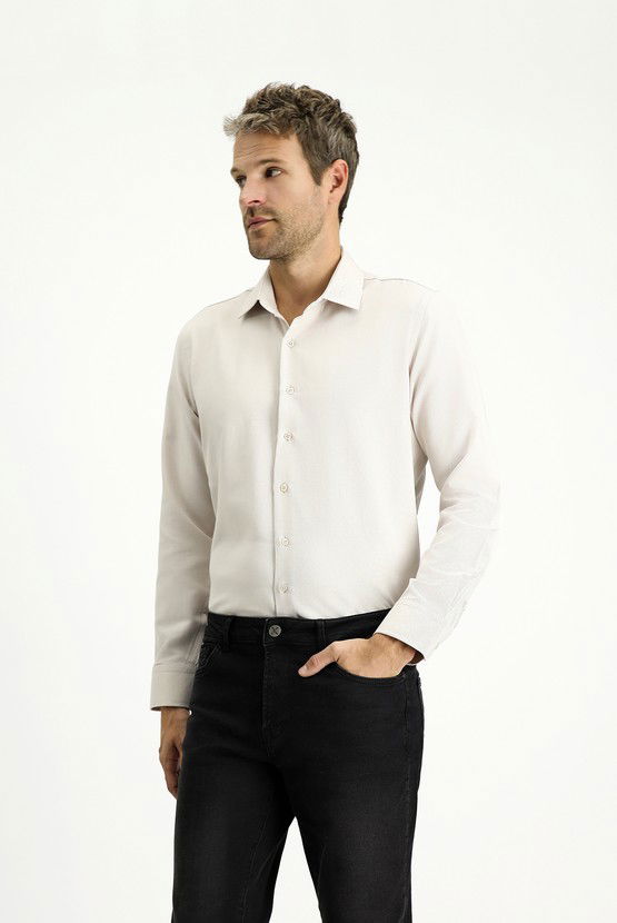 Erkek Giyim - Uzun Kol Slim Fit Klasik Yaka Oxford Pamuklu Kolay Ütülenebilir Gömlek