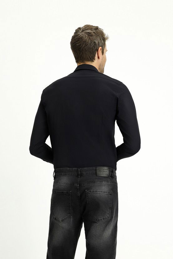 Erkek Giyim - Techno-Line Uzun Kol Slim Fit Dar Kesim Likralı Gömlek