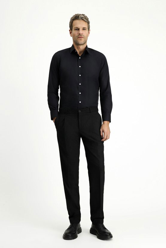 Erkek Giyim - Uzun Kol Slim Fit Dar Kesim Pamuk Klasik Gömlek