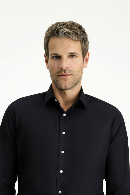 Erkek Giyim - Uzun Kol Slim Fit Dar Kesim Pamuk Klasik Gömlek