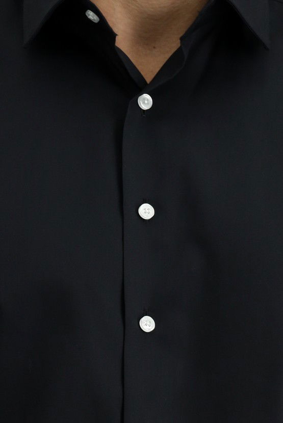 Erkek Giyim - Uzun Kol Slim Fit Dar Kesim Pamuk Klasik Gömlek