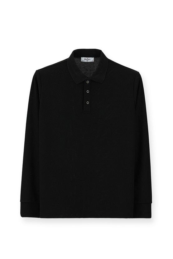 Erkek Giyim - Polo Yaka Regular Fit Desenli Sweatshirt