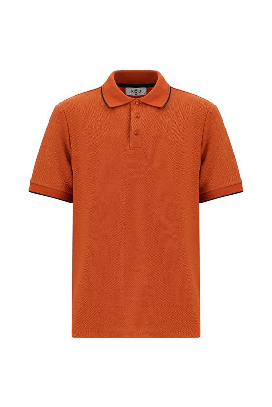 Erkek Giyim - Regular Fit Desenli Likralı Polo Yaka Tişört