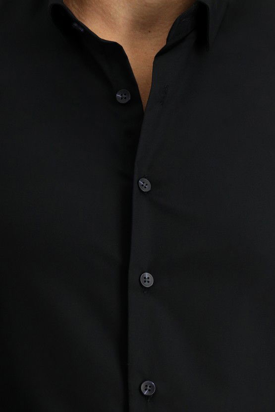 Erkek Giyim - Uzun Kol Slim Fit Dar Kesim Pamuk Klasik Gömlek