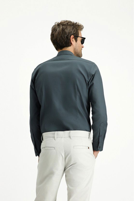 Erkek Giyim - Uzun Kol Slim Fit Dar Kesim Pamuk Klasik Gömlek