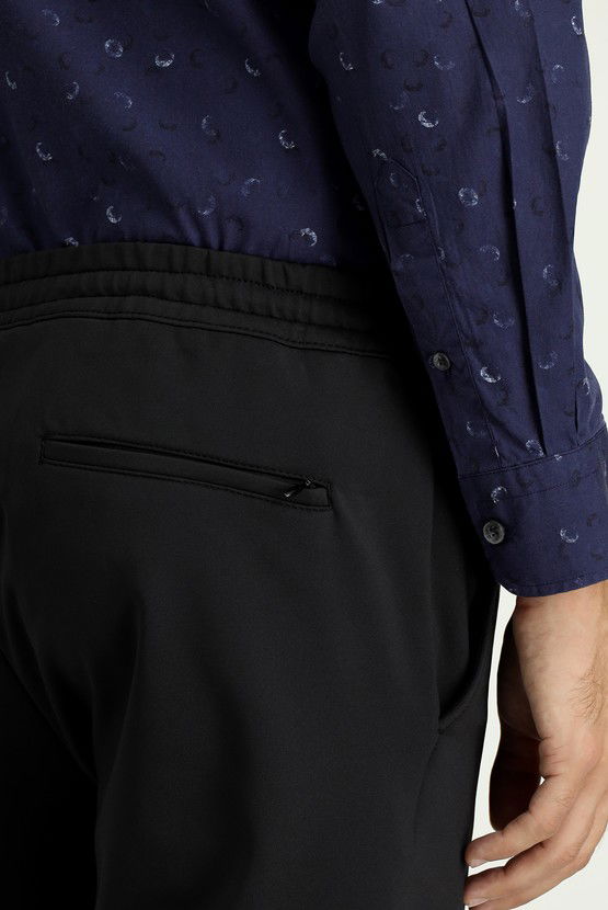 Erkek Giyim - Techno-Line Slim Fit Dar Kesim Likralı Beli Lastikli İpli Klasik Kumaş Pantolon