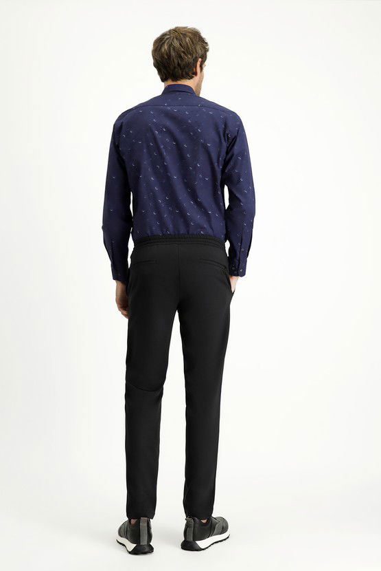 Erkek Giyim - Techno-Line Slim Fit Dar Kesim Likralı Beli Lastikli İpli Klasik Kumaş Pantolon