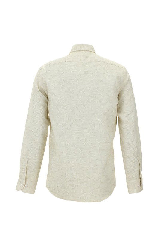 Erkek Giyim - Uzun Kol Slim Fit Dar Kesim Desenli Spor Pamuk Gömlek