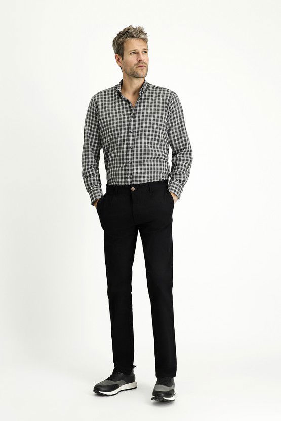 Erkek Giyim - Regular Fit Likralı Pileli Kanvas / Chino Pantolon