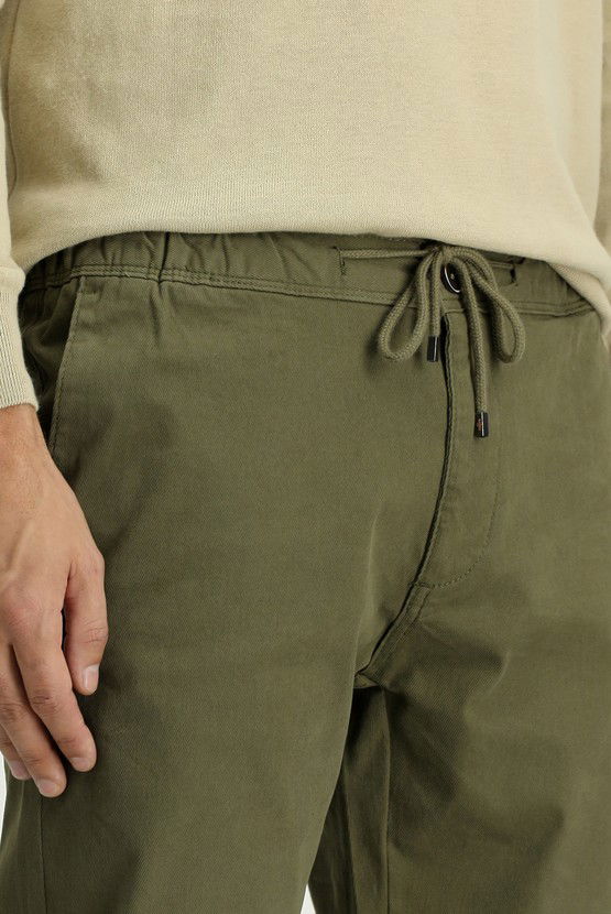 Erkek Giyim - Regular Fit Likralı Beli Lastikli İpli Pantolon