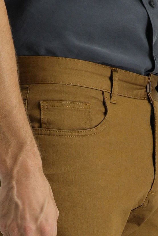 Erkek Giyim - Slim Fit Dar Kesim Likralı Kanvas / Chino Pantolon