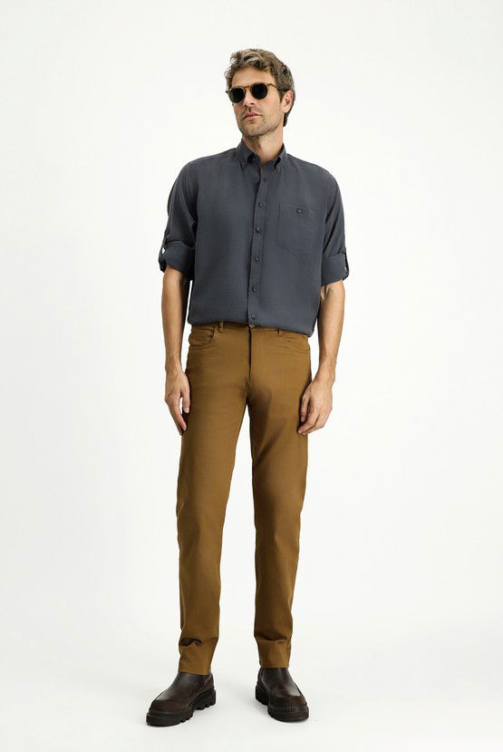 Erkek Giyim - Slim Fit Dar Kesim Likralı Kanvas / Chino Pantolon