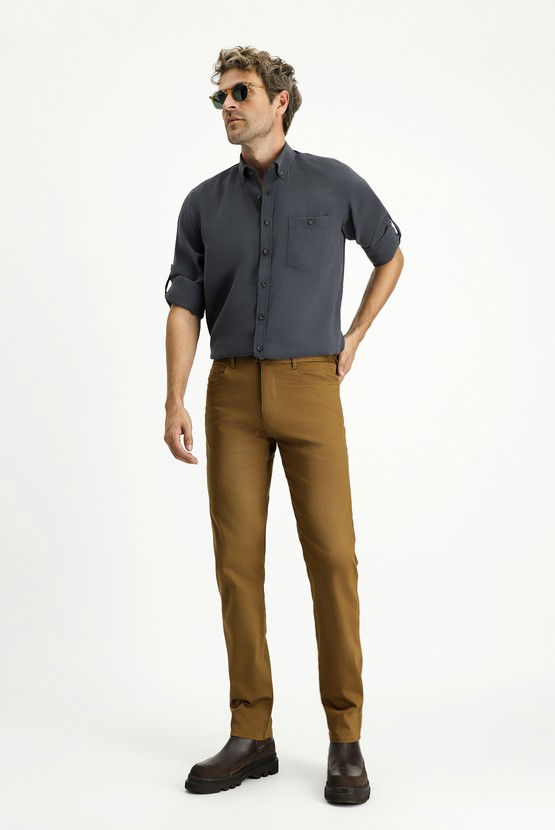 Erkek Giyim - Slim Fit Dar Kesim Likralı Kanvas / Chino Pantolon