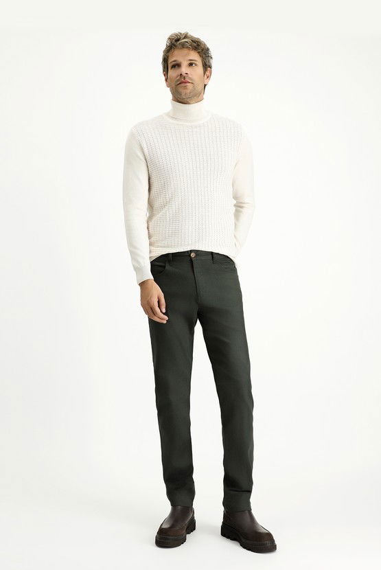 Erkek Giyim - Slim Fit Dar Kesim Likralı Kanvas / Chino Pantolon
