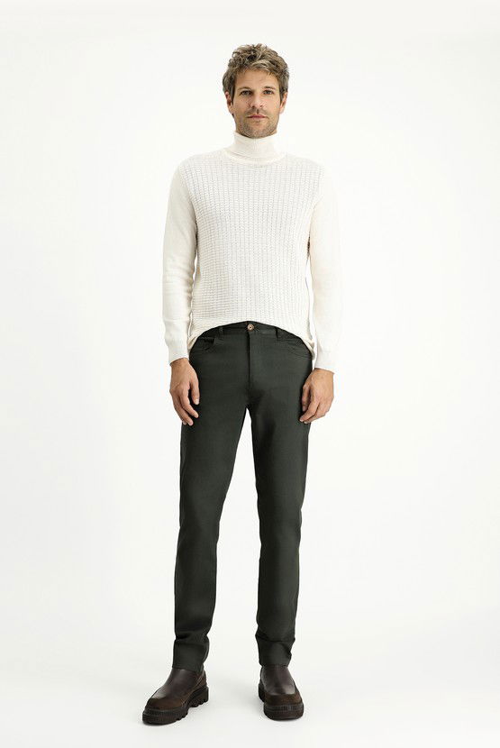 Erkek Giyim - Slim Fit Dar Kesim Likralı Kanvas / Chino Pantolon