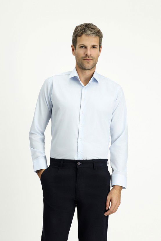 Erkek Giyim - Uzun Kol Slim Fit Dar Kesim Pamuk Klasik Gömlek