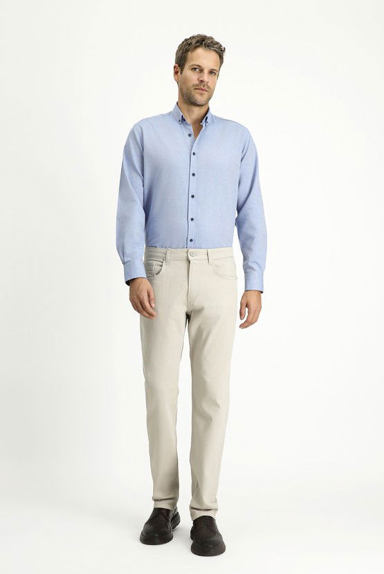 Erkek Giyim - Slim Fit Dar Kesim Likralı Kanvas / Chino Pantolon